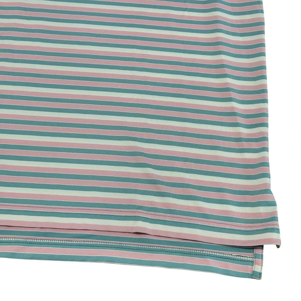 Peter Millar Summer Comfort Men size XL‎ Polo Shirt Pink Blue White Striped Golf